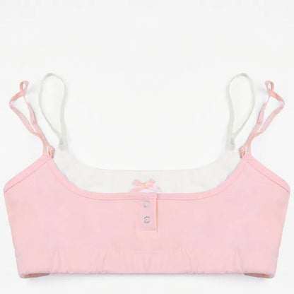 2PCS Pink Bow Spaghetti Strap Crop Top