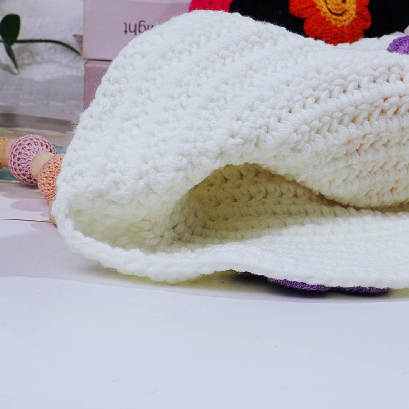 Flower Knit Bucket Hat