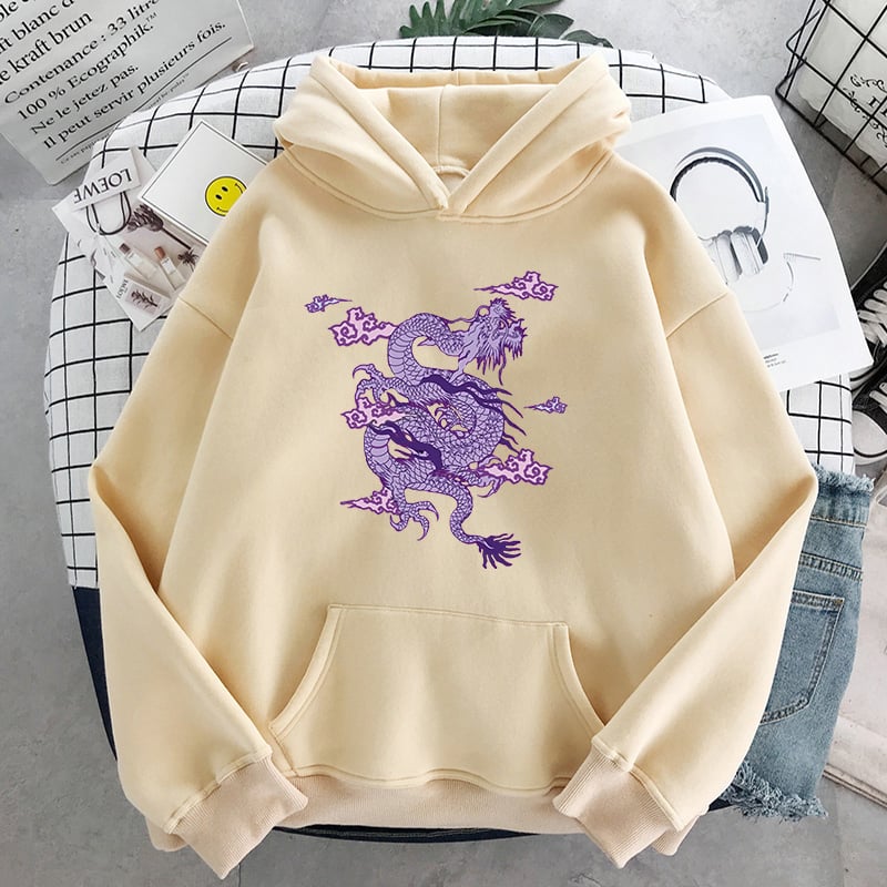 Cute Dragon Embroidery Cartoon Sweater Pullover Hoodie Knit Long Sleeve Sweatshirt E-Girl Kawaii Korean Japanese Harajuku Retro Streetwear Aesthetic
