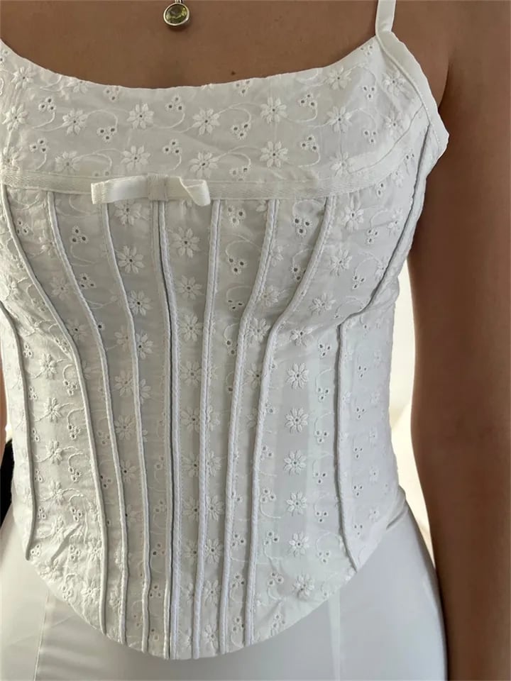 White Flower Corset Top