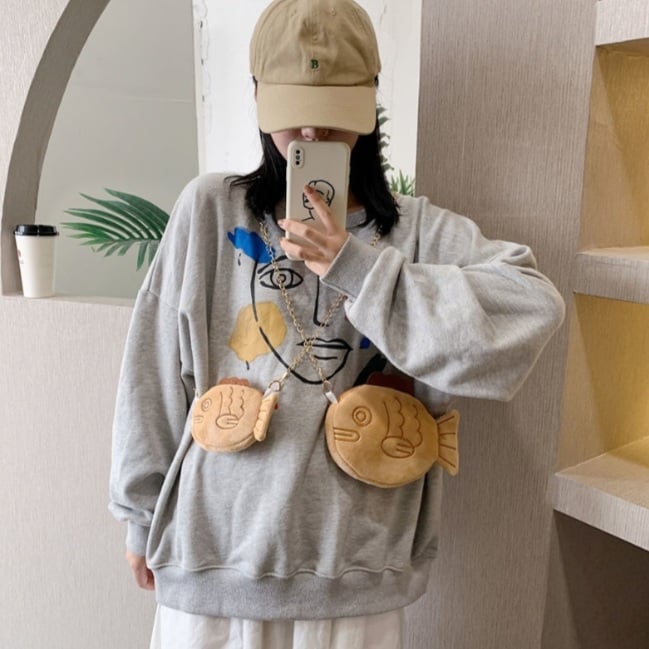 Cute 3D Sweet Taiyaki Red Bean Fish Cartoon Cross Body Bag Aesthetic Casual E-Girl Kawaii Korean Japanese Harajuku