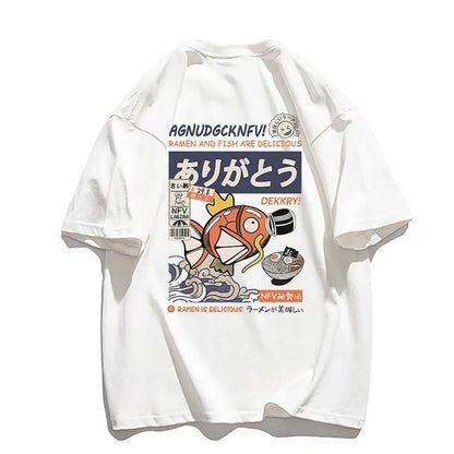 Japanese Fish Print Short Sleeve T-shirt
