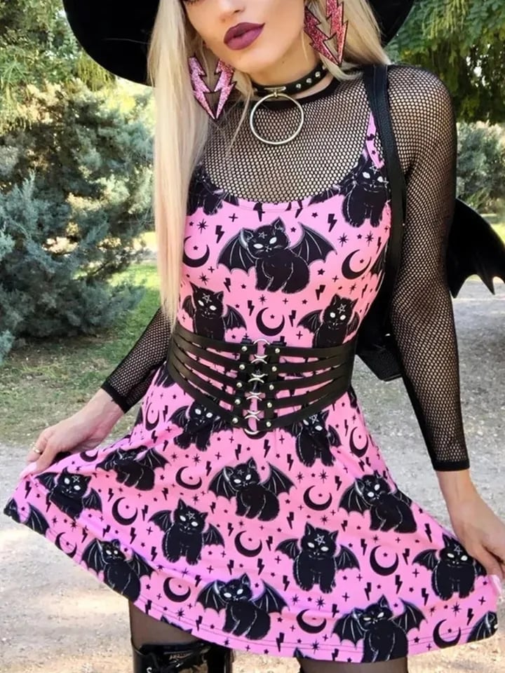 Pink Cat Bat Sling Dress