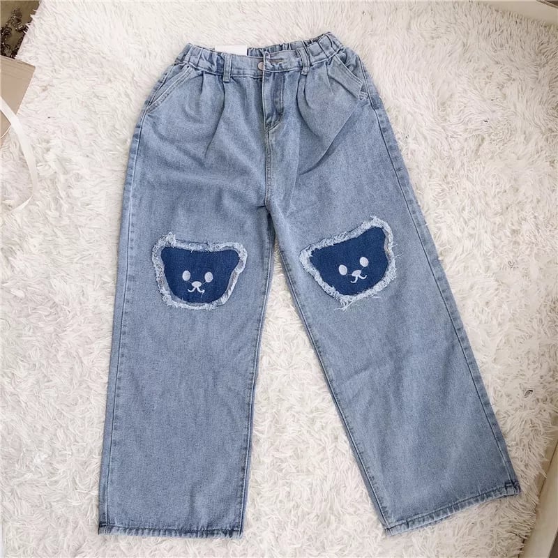 Bear Baggy High Waist Trousers