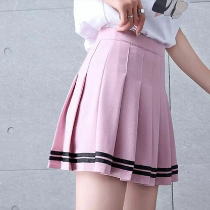 Cute Preppy Sailor School Uniform Pleated High Waist Mini Skirt Bottom E-Girl Kawaii Korean Japanese Harajuku Chinese Retro Streetwear Aesthetic