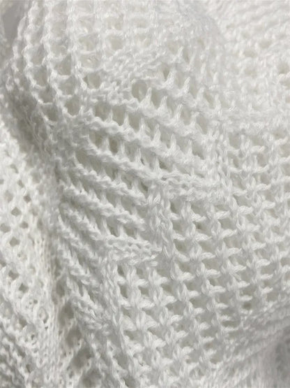 Crochet Tie Up V Neck Flare Long Sleeve Top