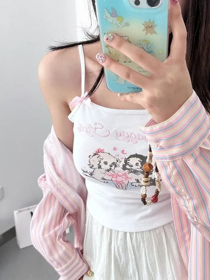 Dog Bow Print Tank Top