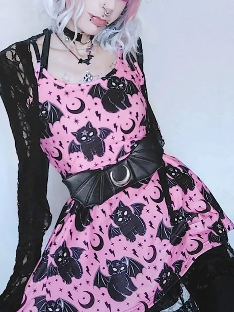 Pink Cat Bat Sling Dress