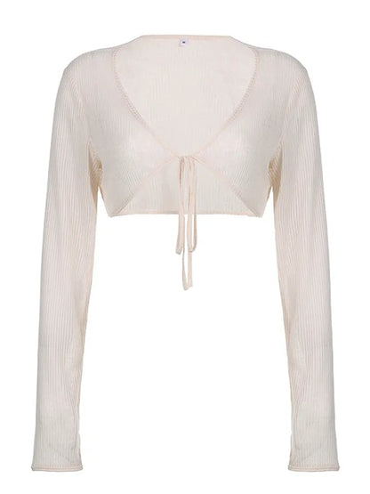 Y2K Crochet Long Sleeve Shrug