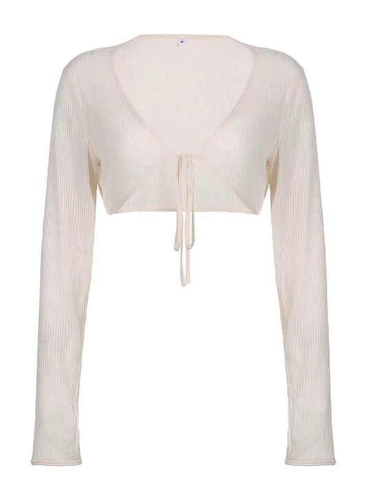 Y2K Crochet Long Sleeve Shrug