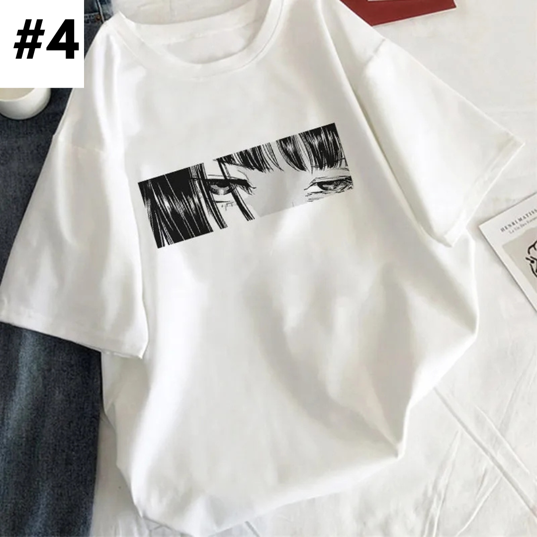 Anime Girl Tearful Print Short Sleeve T-shirt