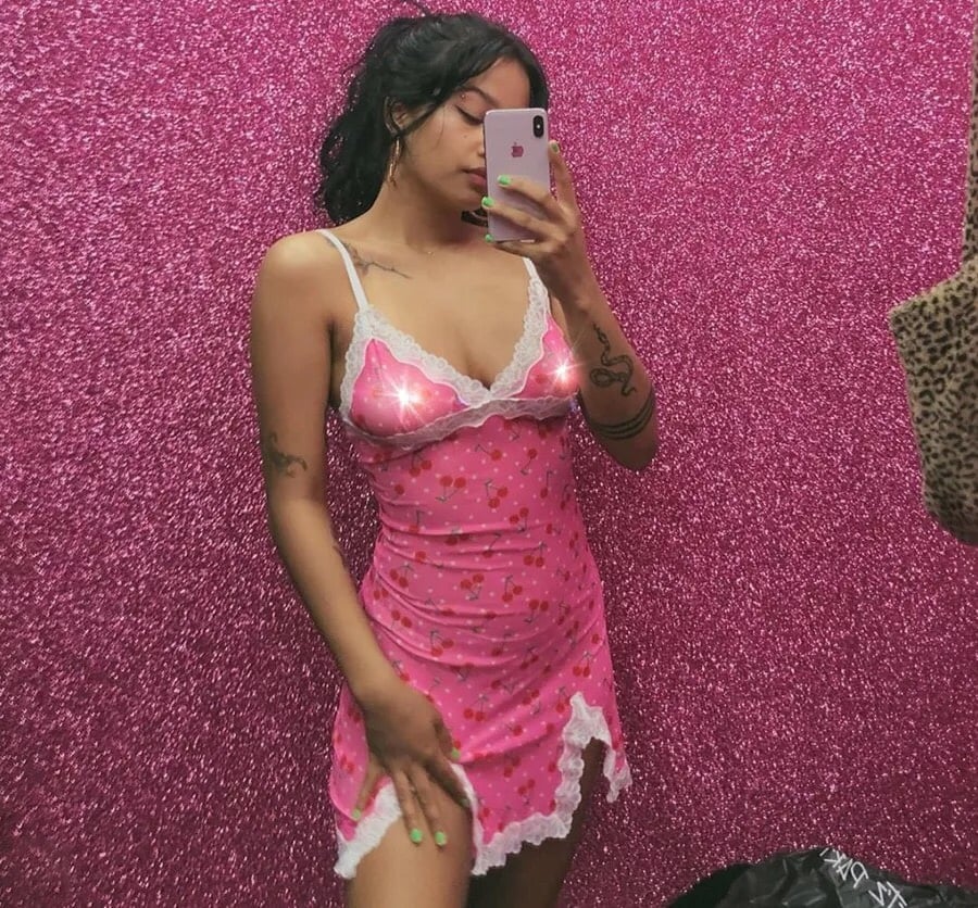Cute Pink Cherry Lace Up Bodycon Mini Dress Fashion Party Print E-Girl Kawaii Korean Japanese Harajuku Retro Streetwear
