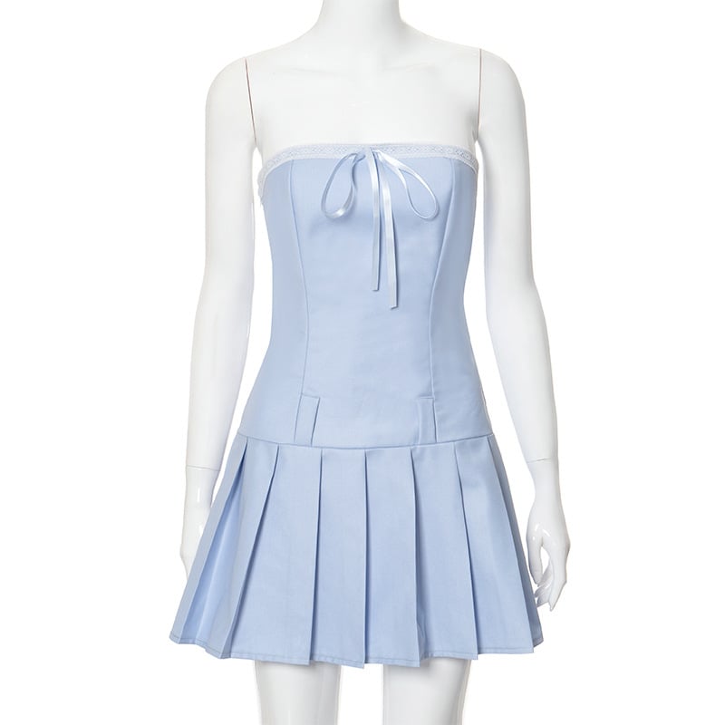 Blue Bow Preppy Dress