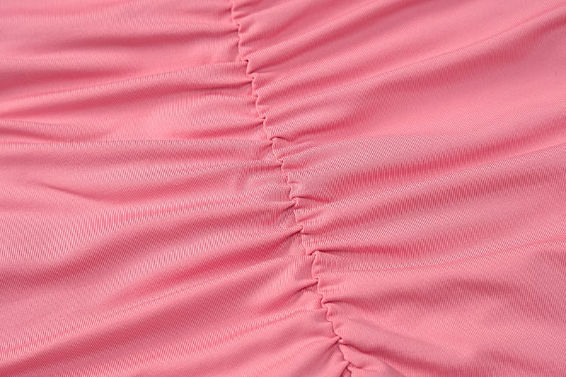 Pink Pleated Halter Bodycon Mini Dress