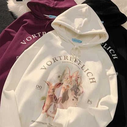Rabbit Print Oversized Hoodie
