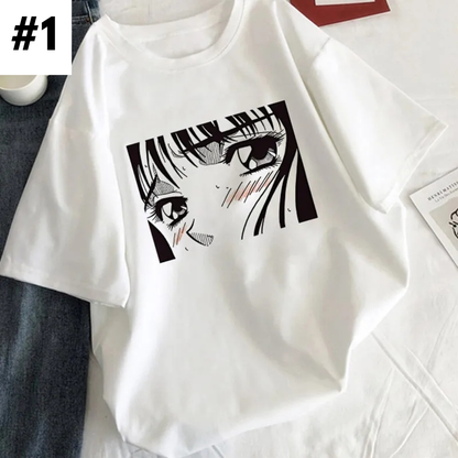 Anime Girl Tearful Print Short Sleeve T-shirt