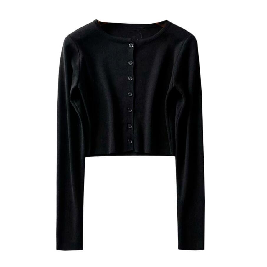 Cute Vintage O Neck Button Down Knit Cardigan Crop Top Sweater Sweatshirt Pullover Jumper E-Girl Kawaii Korean Japanese Harajuku Streetwear