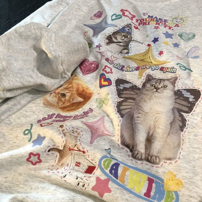Cat Print Long Sleeve Shirt