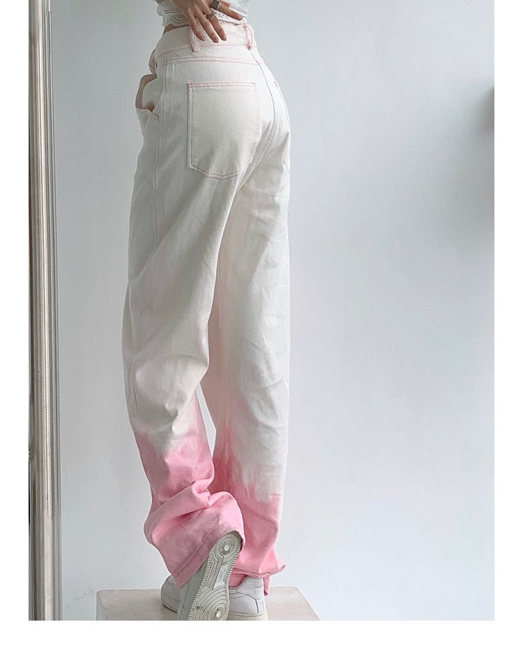 Pink Ombre High Waist Denim Jeans