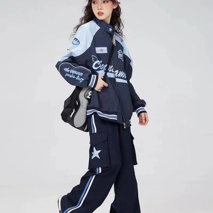 Japanese Anime Print Windproof Biker Jacket