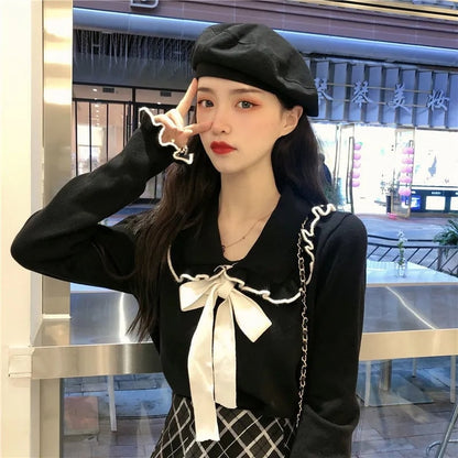 Bow Peterpan Collar Knit Sweater