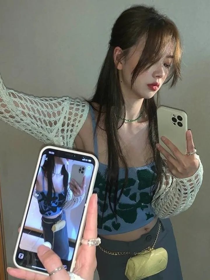 2pcs Hollow Smock + Tie Dye Tank Top