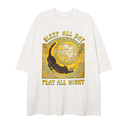 Cat Tarrot Card Print Short Sleeve T-shirt