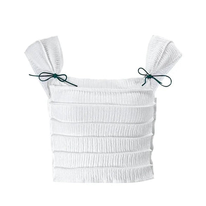 French Bow Square Collar Crop Top