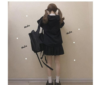 Anime Girl Cartoon Print Graphic White long Sleeve Hoodie Sweater Sweatshirt Pullover Top E-Girl Kawaii Korean Japanese Harajuku Streetwear