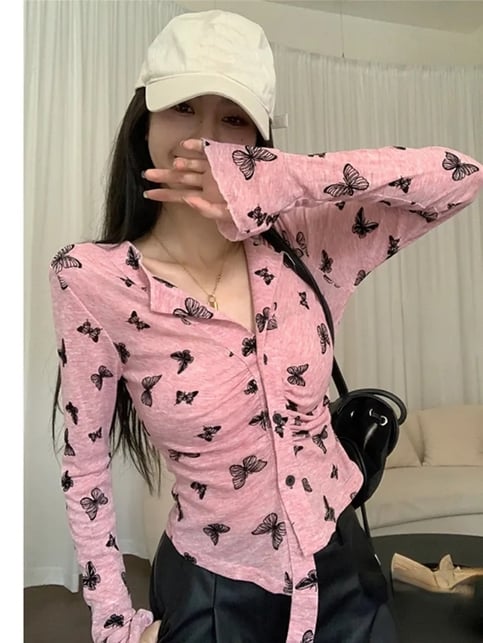 Butterfly Tunic Print Long Sleeve T-shirt
