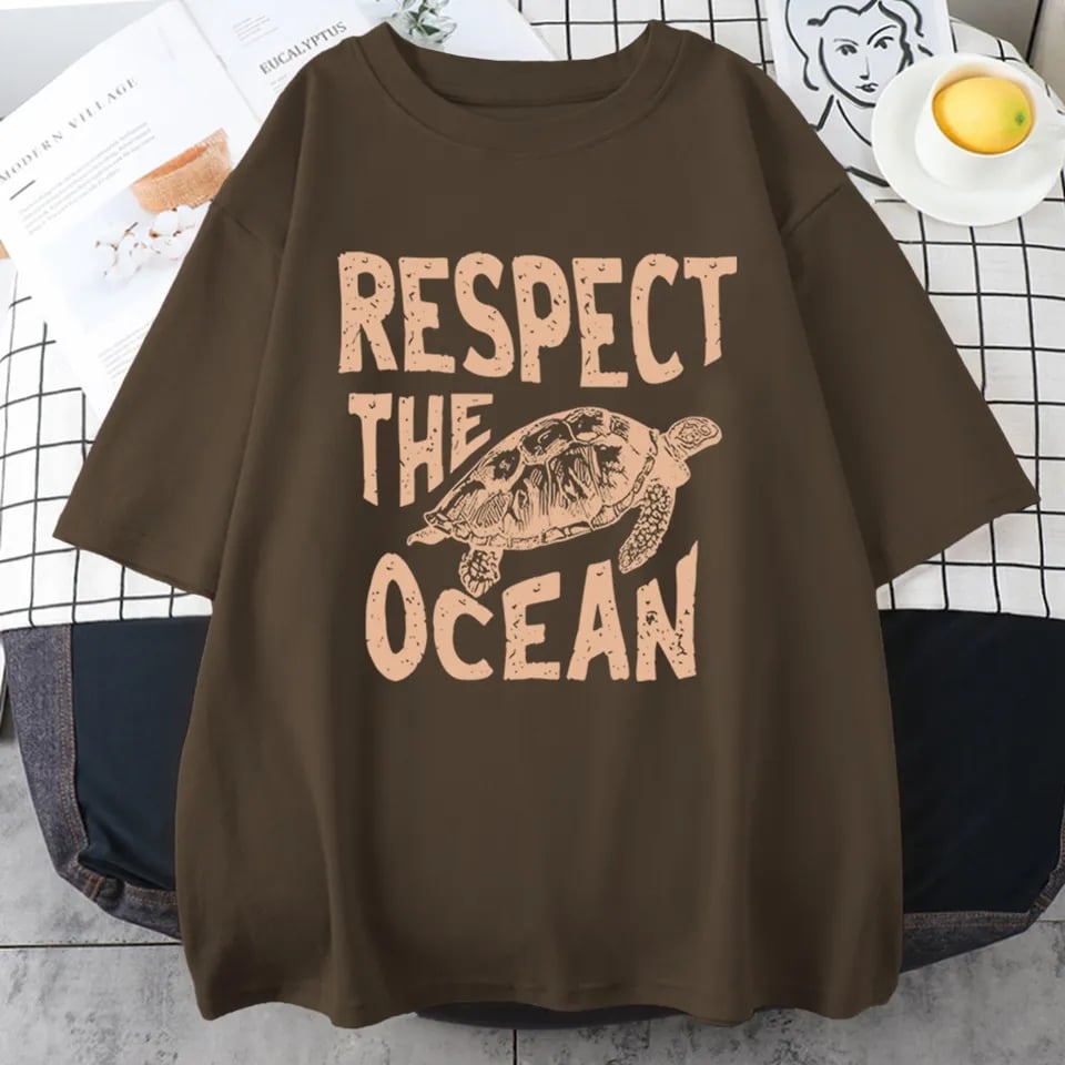 Respect Turtle Print Short Sleeve T-shirt