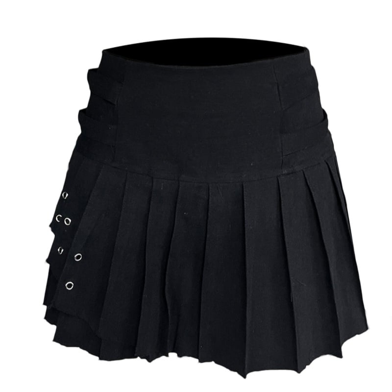 Black Pleated Mini Skirt