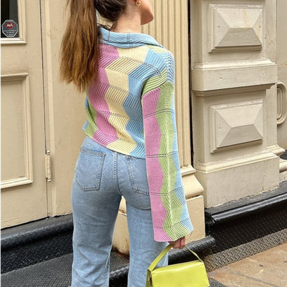 Rainbow Color Block Cardigan
