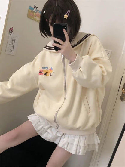 Kawaii Sailor Collar Zip Up Hoodie