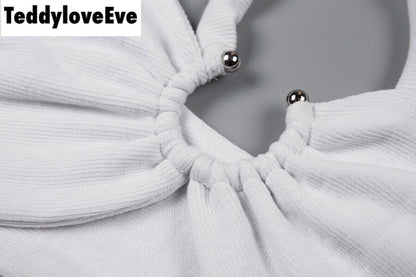Cute Sexy Solid Color Metal Tube Strap Crop Top Camisole Shirt Tee T-shirt E-Girl Kawaii Korean Japanese Harajuku Chinese Retro Streetwear Aesthetic