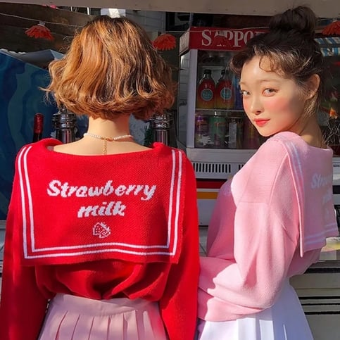 Strawberry Milk Sailor Collar Sweater