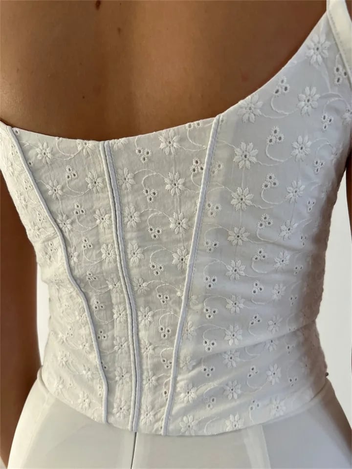White Flower Corset Top