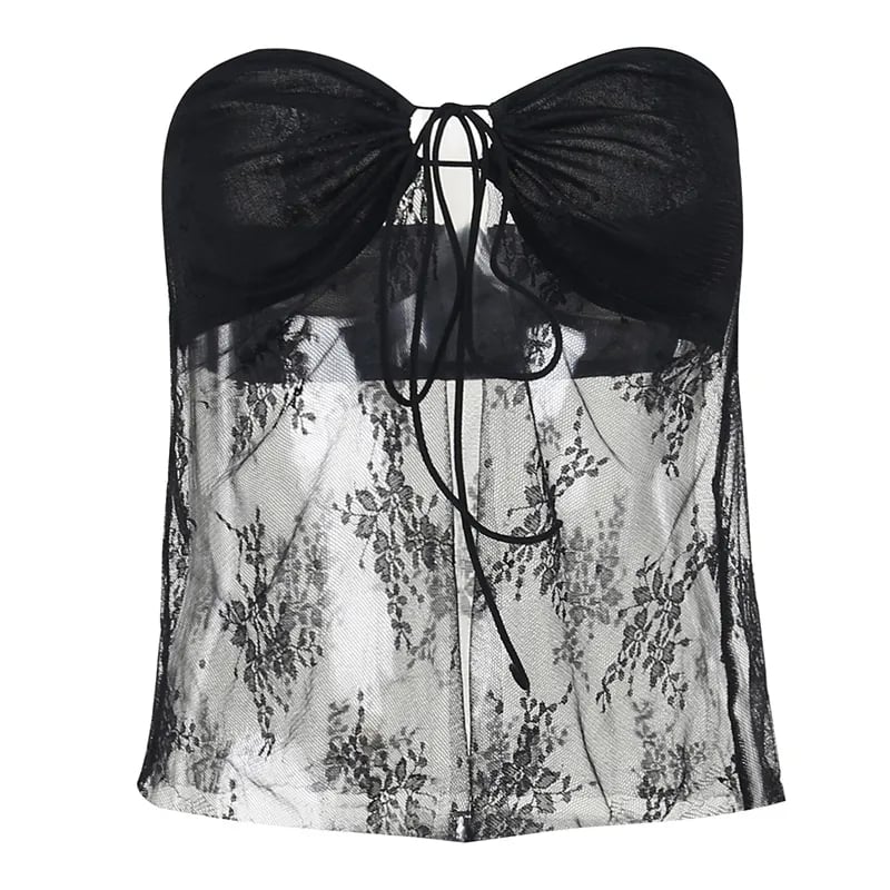 Black Lace Bustier Tube Top