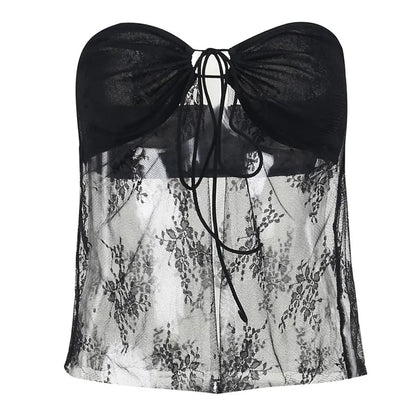 Black Lace Bustier Tube Top