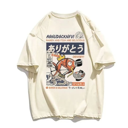 Japanese Fish Print Short Sleeve T-shirt