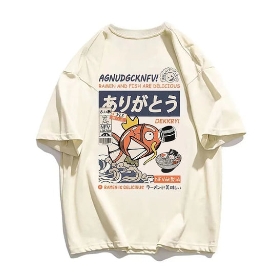 Japanese Fish Print Short Sleeve T-shirt