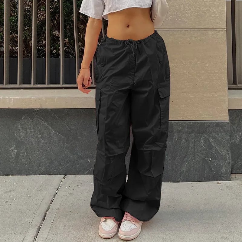 Pink Drawstring Low Waist Trousers