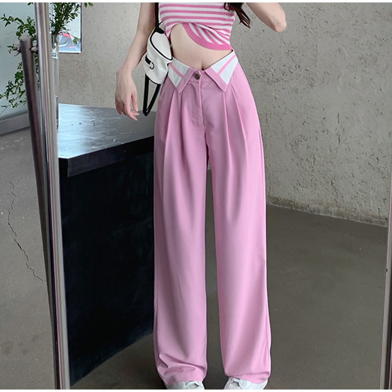 Pink Chic Loose High Waist Wide Leg Pants