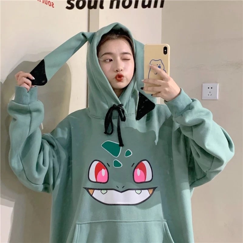 Cute Pikachu Anime Japanese Cartoon Sweater Pullover Hoodie Knit Sweatshirt E-Girl Kawaii Korean Japanese Harajuku Retro Streetwear Aesthetic