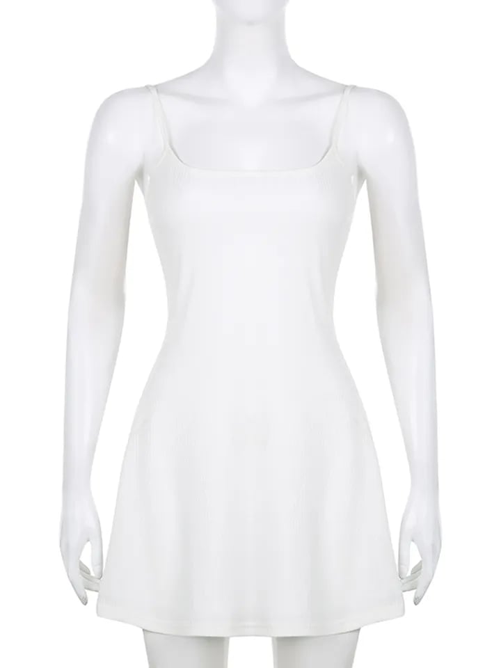 White Spaghetti Strap Mini Dress