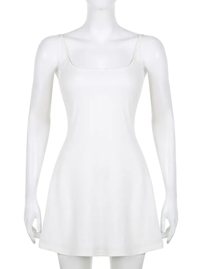 White Spaghetti Strap Mini Dress