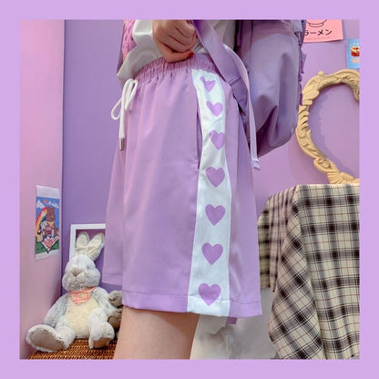 Purple Heart Drawstring Shorts