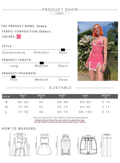 Cute Pink Cherry Lace Up Bodycon Mini Dress Fashion Party Print E-Girl Kawaii Korean Japanese Harajuku Retro Streetwear