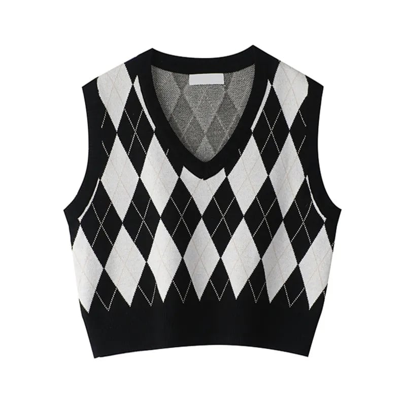 Black & White Lattice Sweater Vest