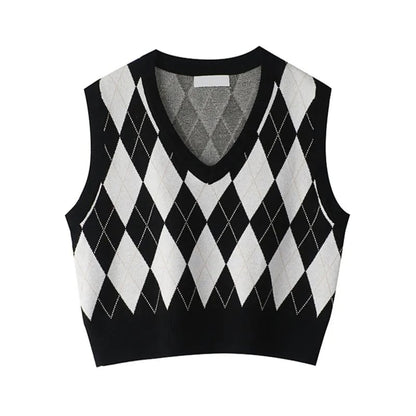 Black & White Lattice Sweater Vest